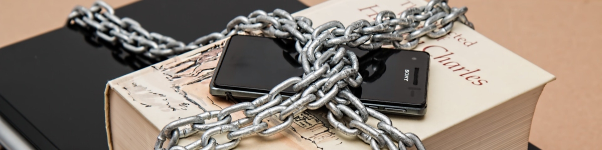 Smart phone chained to a desk